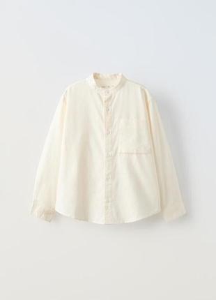 Стильна сорочка для хлопчика твілова сорочка з комірцем-мао бреду zara (іспанія)