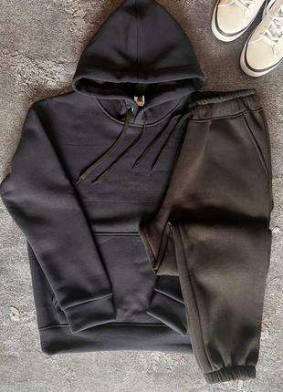 Теплі штани чоловічі  на флісі чорні