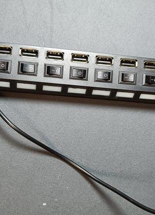 Usb хаб hi-speed / usb 2.0 / 7 портов usb / с переключателями / 40 см. / черный