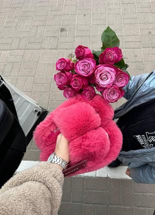 Пухнасті домашні тапочки, тапулі з хутром, мехові капці. широка палітра трендових кольорів  виробник - туреччина, не китай!!!
