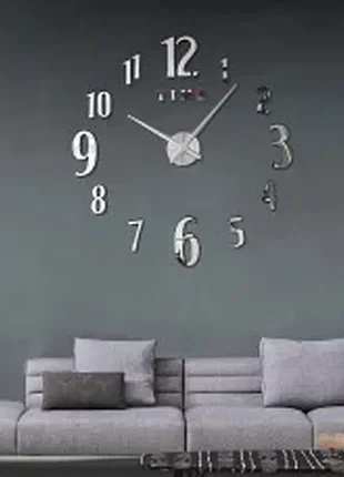 Большие настенные часы diy clock new 55 черный и сребро