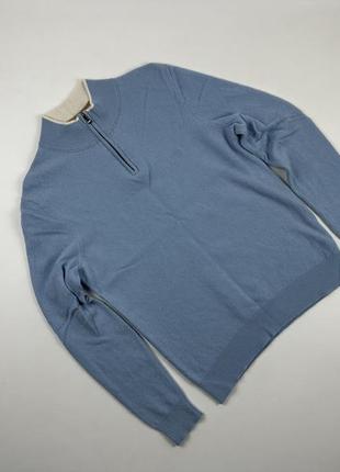 Вовняний светр hugo boss barlo-l wool half zip knitwear light pastel blue