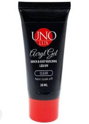 Полігель для нарощування нігтів uno lux acryl gel 30 мл прозорий 1848