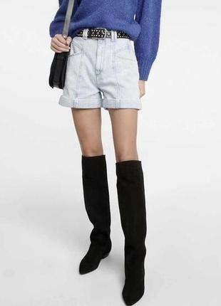 Ботфорды ботфорты сапоги натуральный замш низкий каблук ковбойки