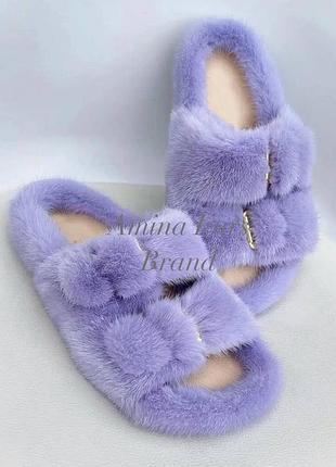 Шлепанцы с натуральным мехом норки - новинка сезона