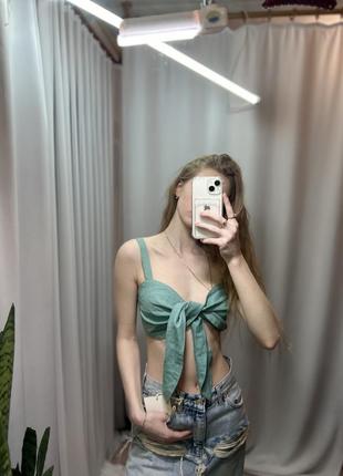 Льняний топ на завʼязках