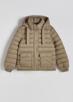 Куртка базовая стеганая легкая куртка reserved - m, l, xxl денизезонная оверсайз с капюшоном нова