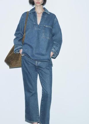 Zara джинсова сорочка поло