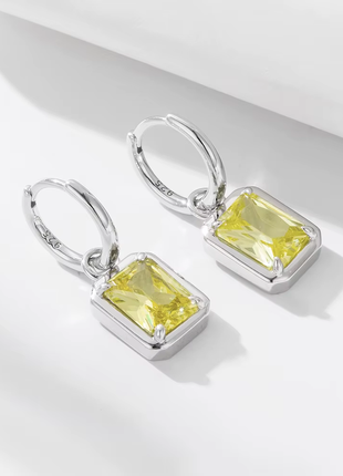 Серебряные серьги с подвесками  "лимончелло"