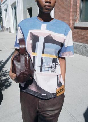 Футболка оверсайз zara с принтом