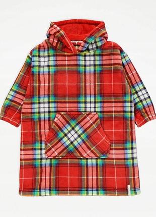 Флисовая толстовка,худи,пончо оверсайз с капюшоном george на 6-8 лет.