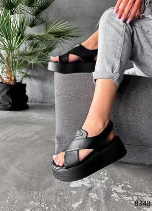 Босоніжки жіночі dіora чорний екошкіра 8348