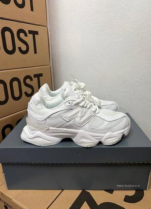 New balance 9060 white женские кроссовки Deblend 9060 белые кожаные
