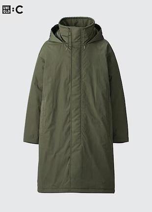 Пальто uniqlo:c оливкове hooded coat