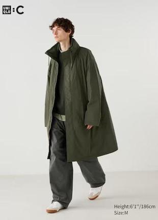 Пальто uniqlo:c оливкове hooded coat