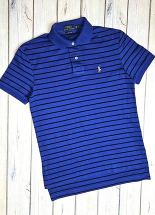 🤩1+1=3 брендовая мужская синяя футболка поло ralph lauren, размер 42 - 44
