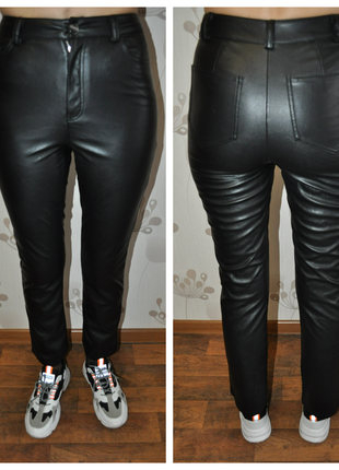 Женские черные брюки из кожузама new look, женкие брюки
