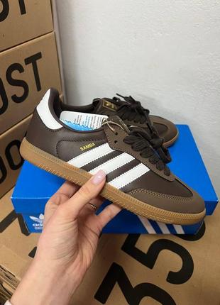 Стильні жіночі кросівки adidas samba og brown коричневі