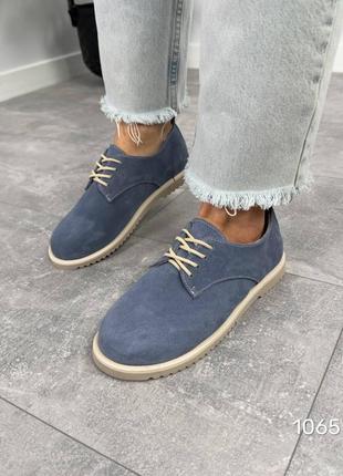 Женские туфли анатомический носик натуральная замша