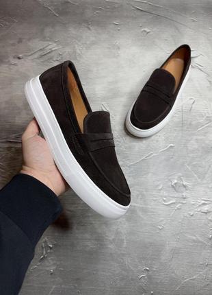 Мужские туфли лофери brown white 40-41-42-43-44-45