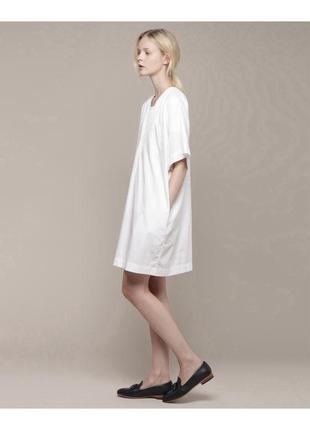Базовое белое платье, платье итальялия, платье wendy trendy cos, коттоновое платье с подплечниками, платье свободного кроя, платье а силуэта, платье с вытачками