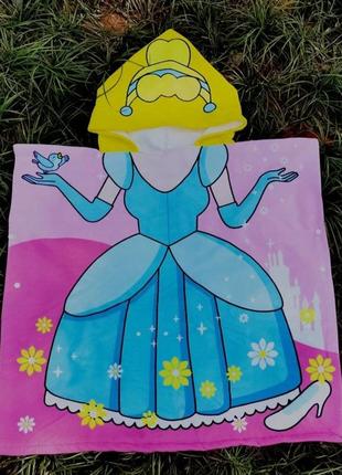 Дівчачий рушник-халат попелюшка, принцеса на 3-4, 5-6, 7-8, 9-10 років