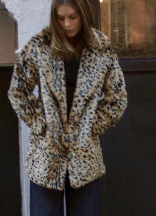 Шуба zara в леопардовий принт