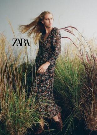 Роскошное длинное шифоновое цветочное платье миди платье zara