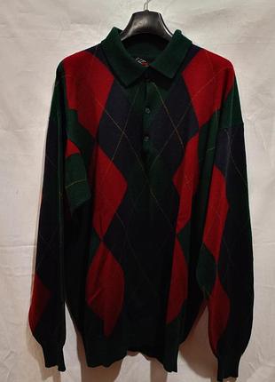 Вінтажний вовняний светр із коміром paul & shark yachting чоловічий розмір 2x