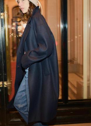 Пальто жіноче синє вовняне zara new
