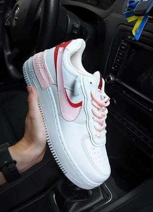 Жіночі кросівки nike air force 1 shadow бежеві з рожевим
