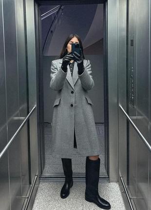 Пальто женское серое zara new
