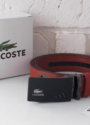 Шкіряний чоловічий ремінь світло-коричневий lacoste