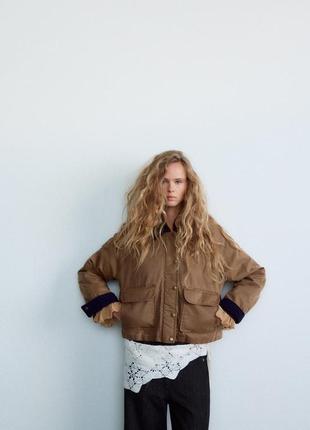 Куртка женская вощеная коричневая zara new