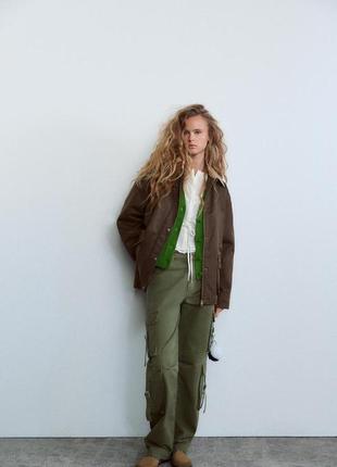 Куртка женская вощеная коричневая zara new