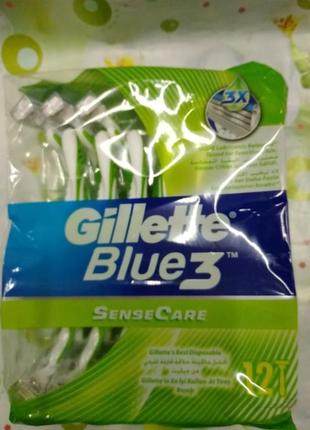 Станки бритвенные gillette blue sense care 3 лезвия 12 шт