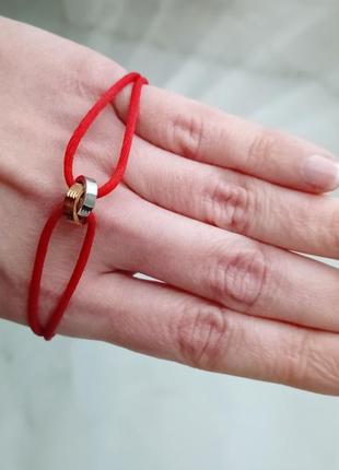 Браслет красная нить веревки с кольцами в стиле cartier