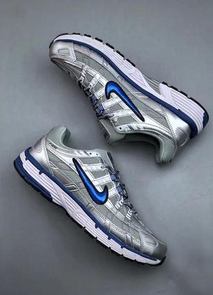 Кроссовки найк п-6000 серые nike p-6000 silver/blue premium