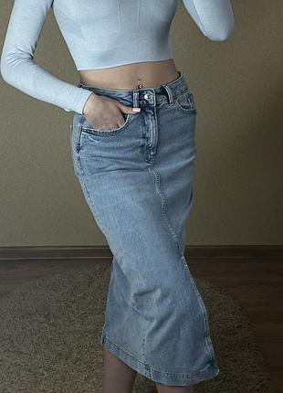 Джинсовая юбка миди 2