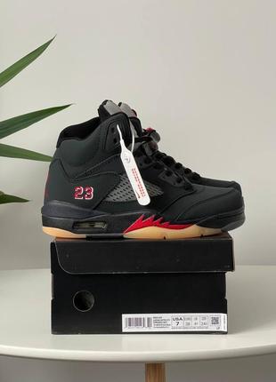 Кросівки nike leather air jordan 5 retro gore tex off noir black