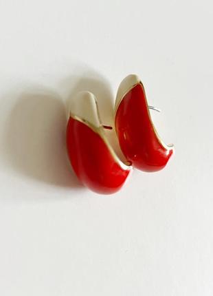 Винтажные серьги с красной эмалью