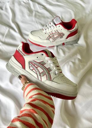 🩰женские кроссовки asics ex89 white red / осень,весная,зима, лито/текстиль, замша,кожа/младежные, Спортивные, утепленные/