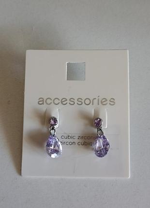 Сережки з фіолетовими цирконами