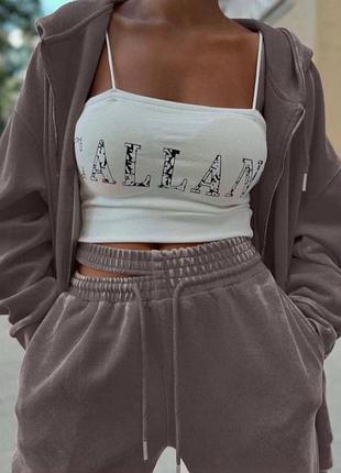 Женский стильный велюровый костюм