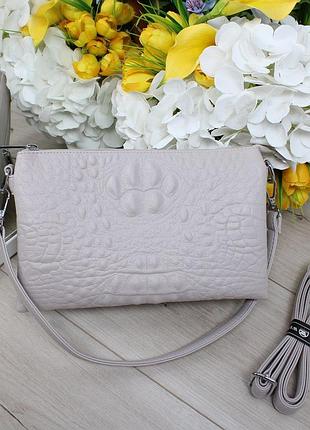 Жіноча стильна та якісна сумка з еко шкіри сіро-лілова