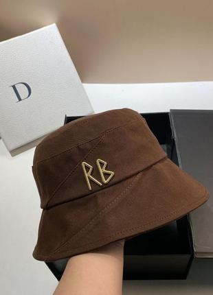 Панама капелюх ruslan baginskiy cotton bucket hat темно коричнева шляпка панама руслан багинский