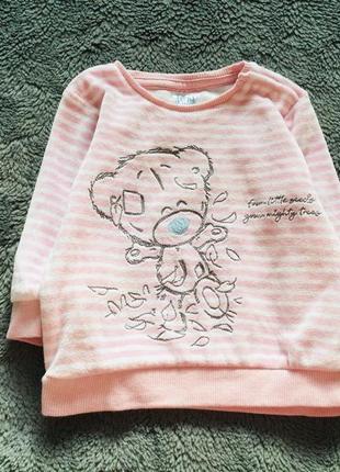 0-3 міс disney тедді фліска, толстовка, ніжно - рожевий світшот з ведмедиком. стан нового, слідів но