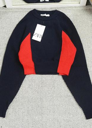 🔥распродаж🔥новый сине-красный свитер zara