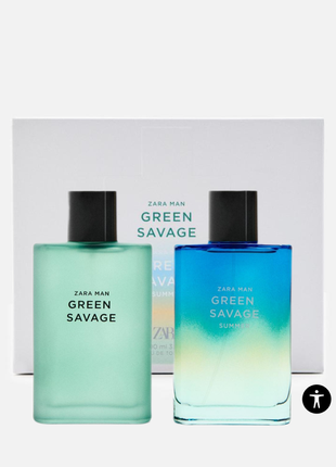 2шт*90ml набор мужской парфюма zara green savage + духи zara green savage summer