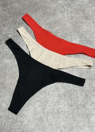Набор новых хлопковых трусиков стрингов h&m